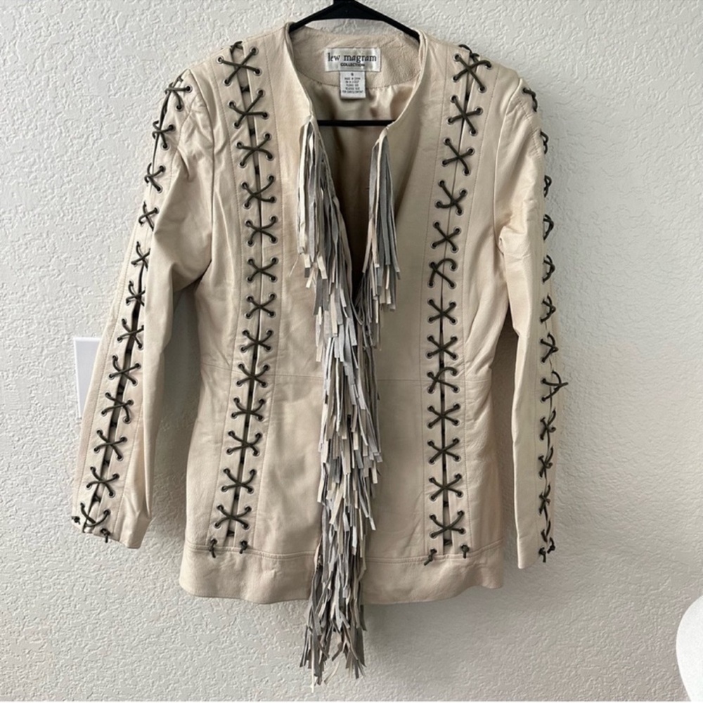 LEW MAGRAM VINTAGE LEATHER FRINGE JACKET